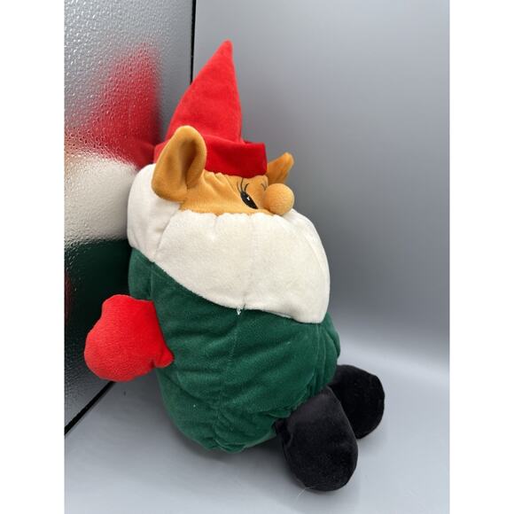 Vintage Christmas Gnome Plush Elf Doll ~ Red Hat Green Outfit ~ Stuffed Toy 11” - Picture 2 of 5